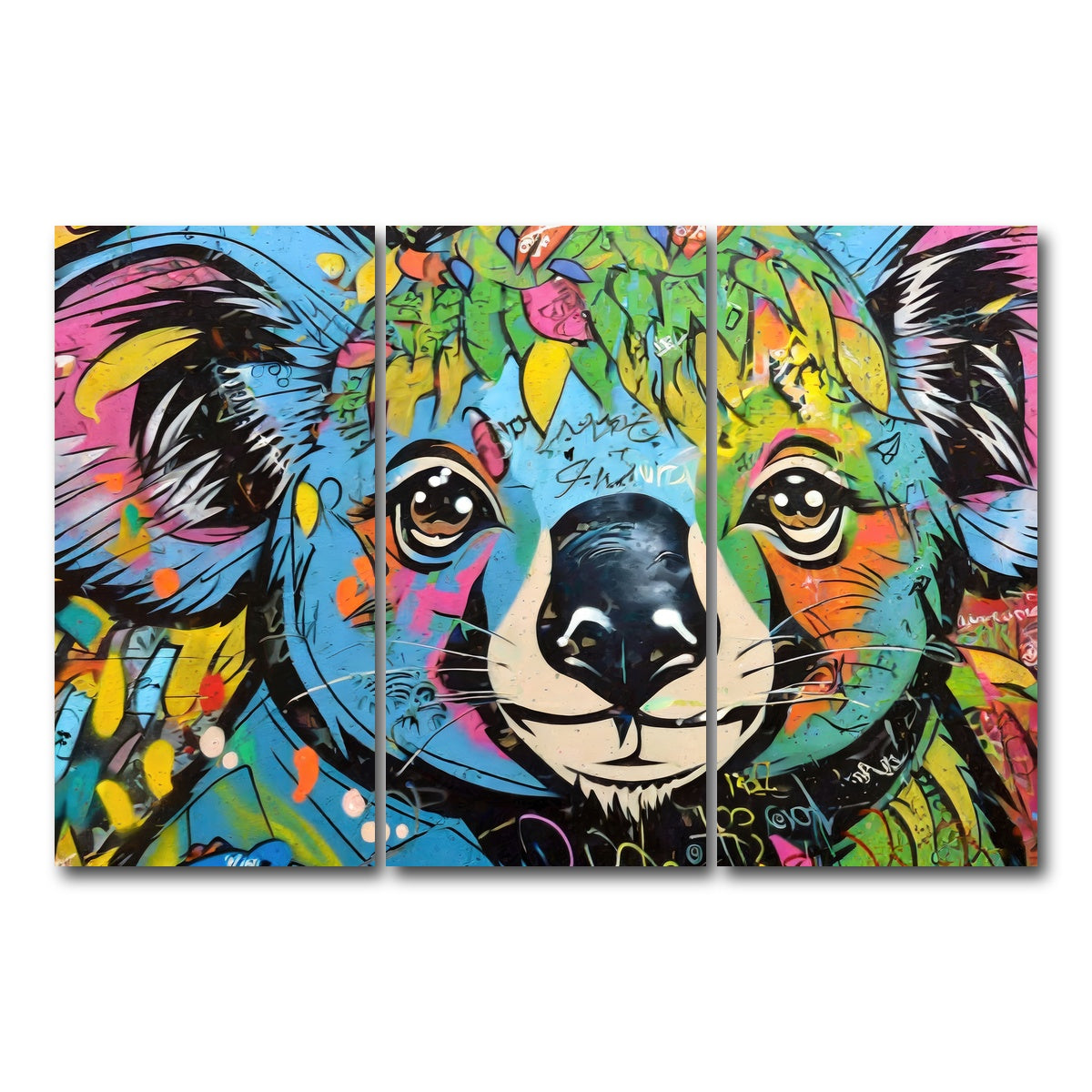 AUTO-MOCKUP WHITE | koala graffiti | 3 Piece | Gallery Wrap Canvas | group=12x24