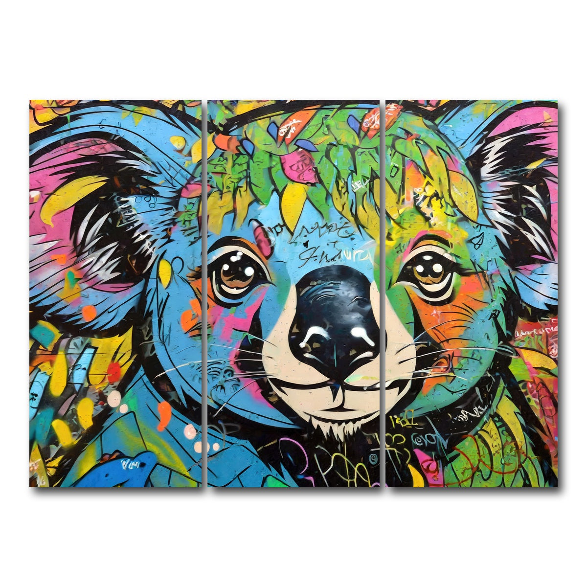 AUTO-MOCKUP WHITE | koala graffiti | 3 Piece | Gallery Wrap Canvas | group=8x18