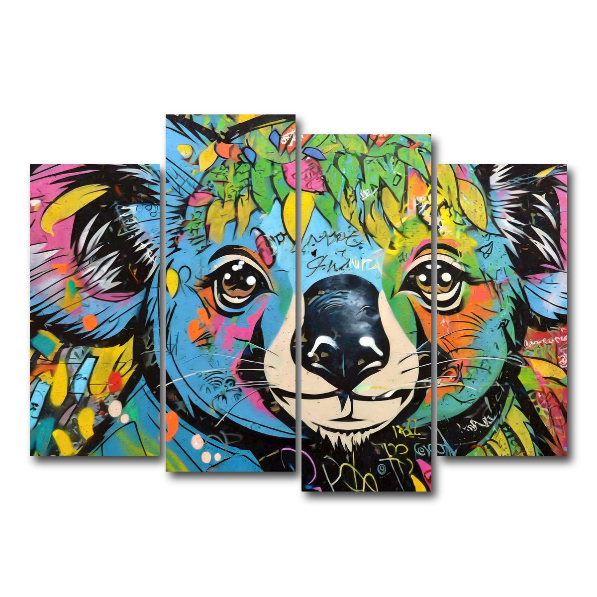 AUTO-MOCKUP WHITE | koala graffiti | 4 Piece | Gallery Wrap Canvas | group=4_normal