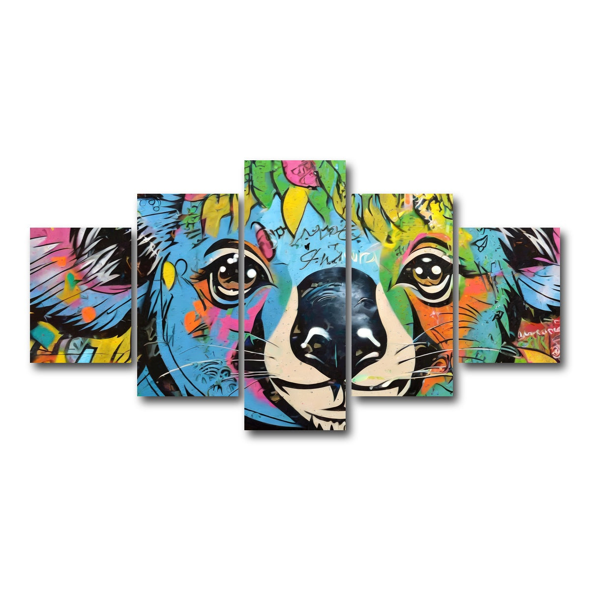 AUTO-MOCKUP WHITE | koala graffiti | 5 Piece | Gallery Wrap Canvas | group=5_short