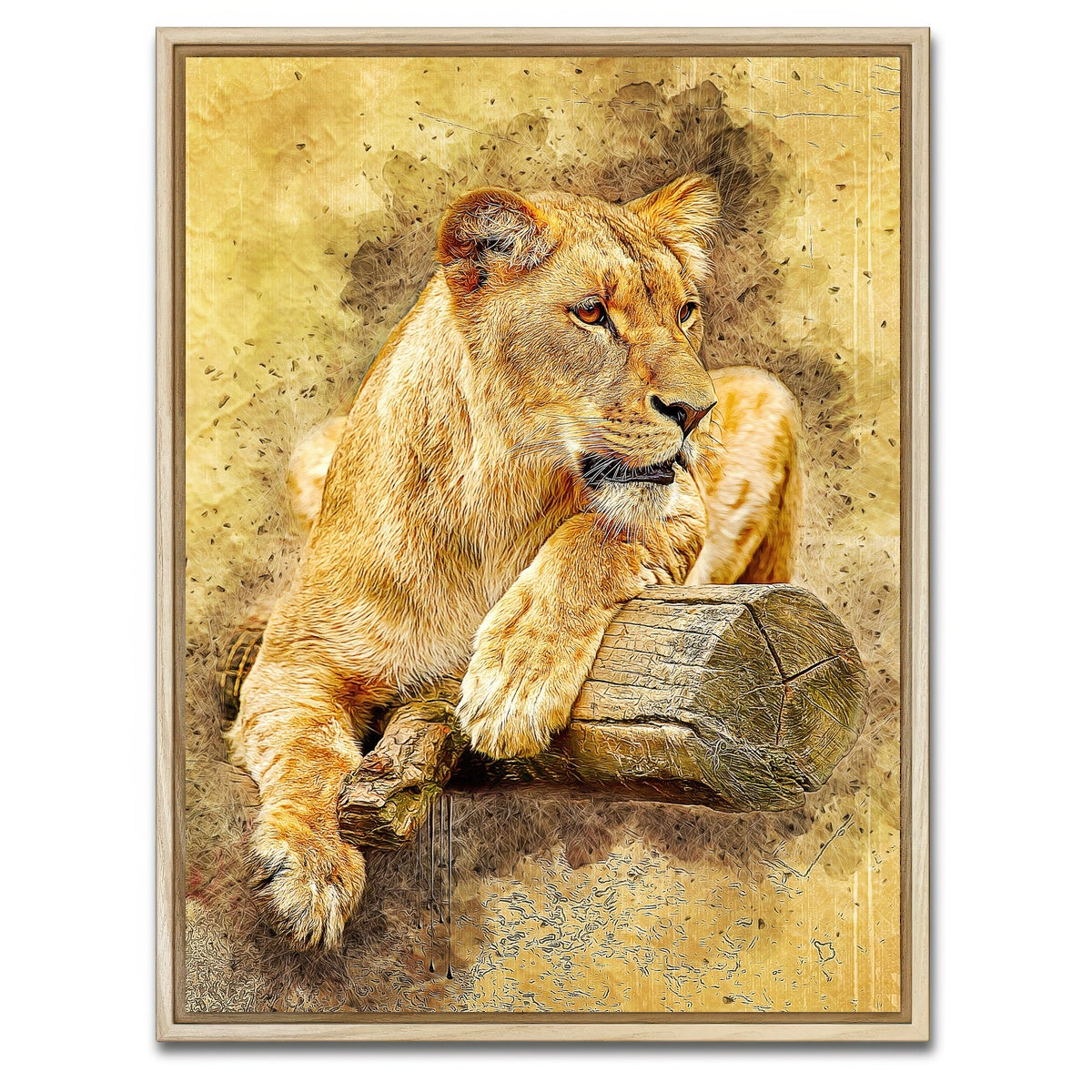 AUTO-MOCKUP WHITE | lioness at rest | 1 Piece | Natural Framed Canvas | group=3x4