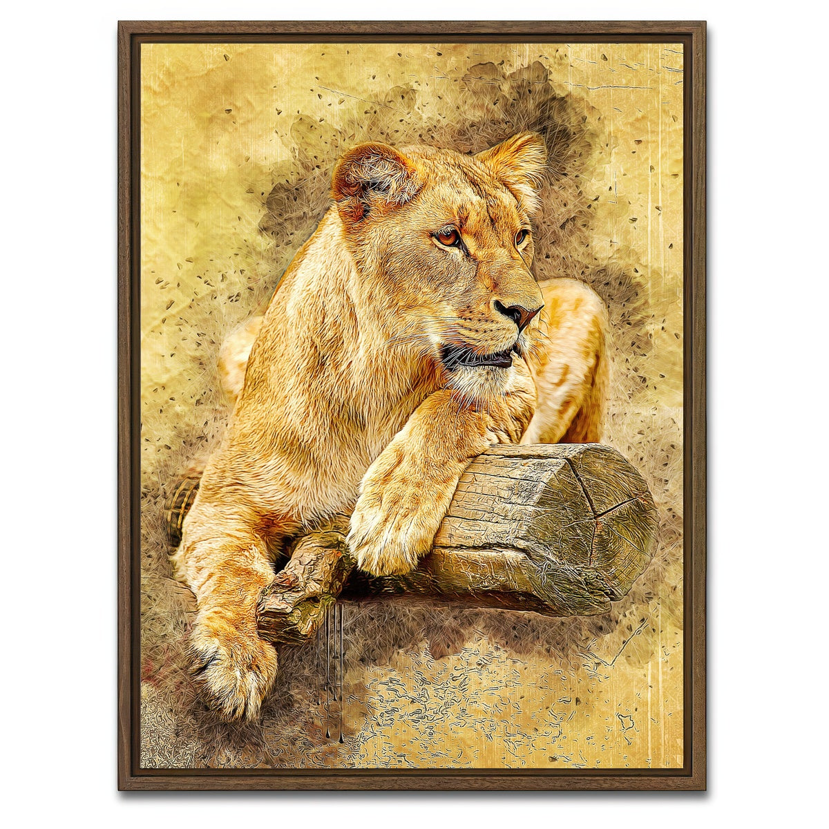 AUTO-MOCKUP WHITE | lioness at rest | 1 Piece | Walnut Framed Canvas | group=3x4