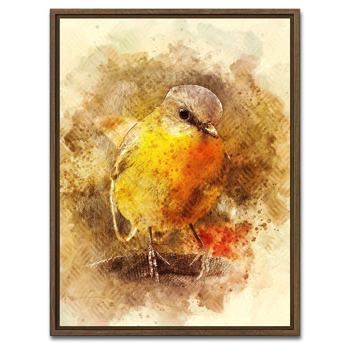 AUTO-MOCKUP WHITE | little bird | 1 Piece | Walnut Framed Canvas | group=3x4