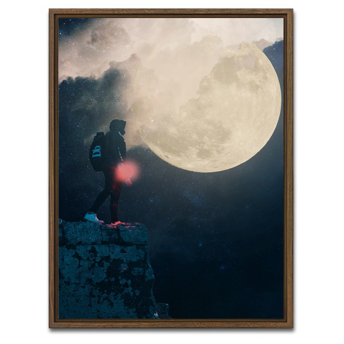 AUTO-MOCKUP WHITE | look at the moon | 1 Piece | Walnut Framed Canvas | group=3x4