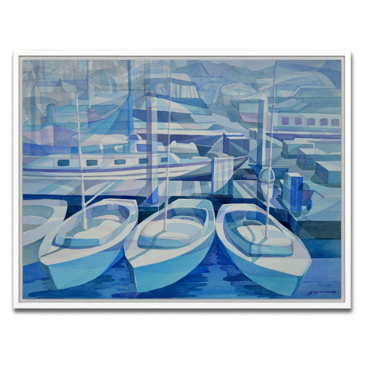 AUTO-MOCKUP WHITE | marina in blue | 1 Piece | White Framed Canvas | group=4x3