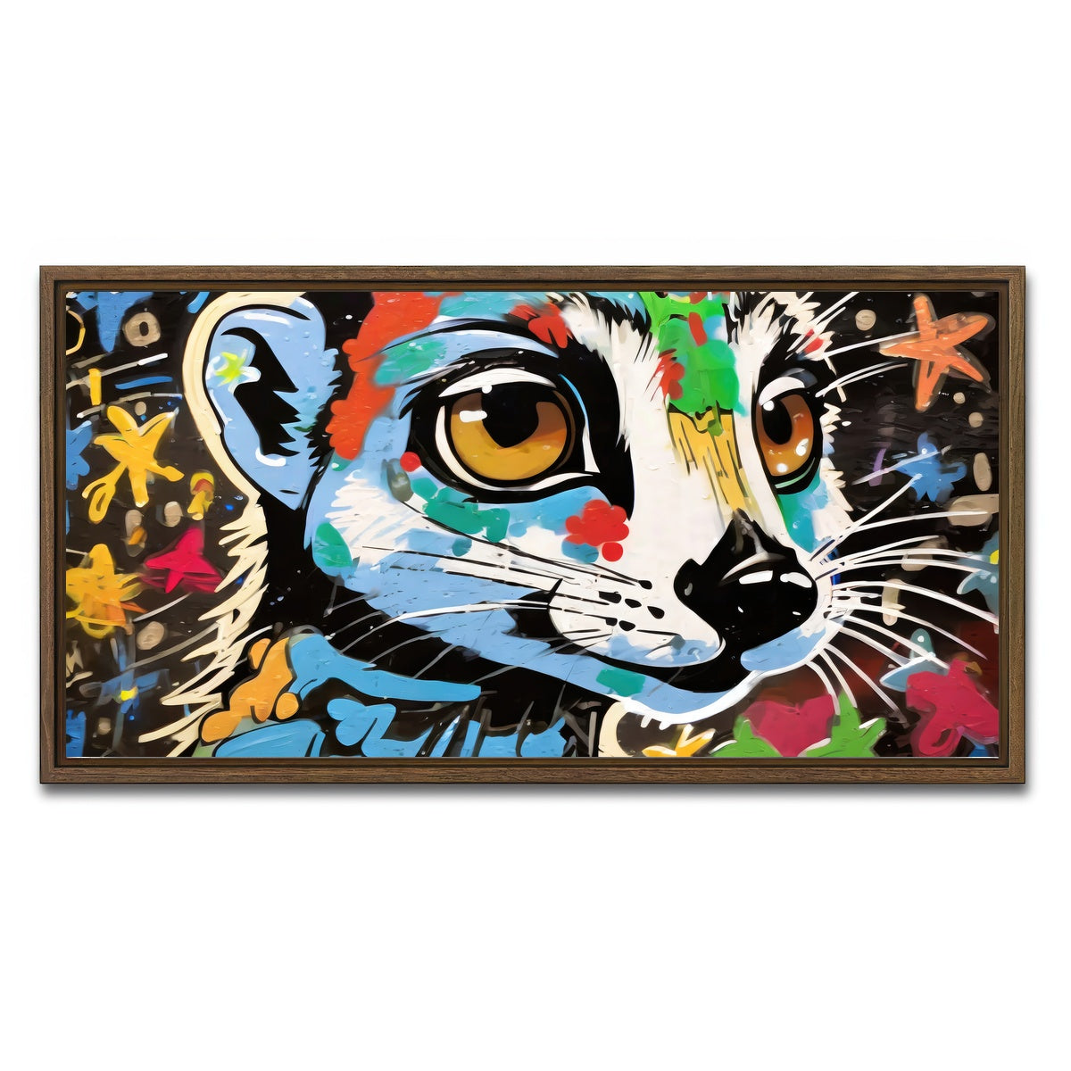 AUTO-MOCKUP WHITE | meerkat graffiti | 1 Piece | Walnut Framed Canvas | group=2x1