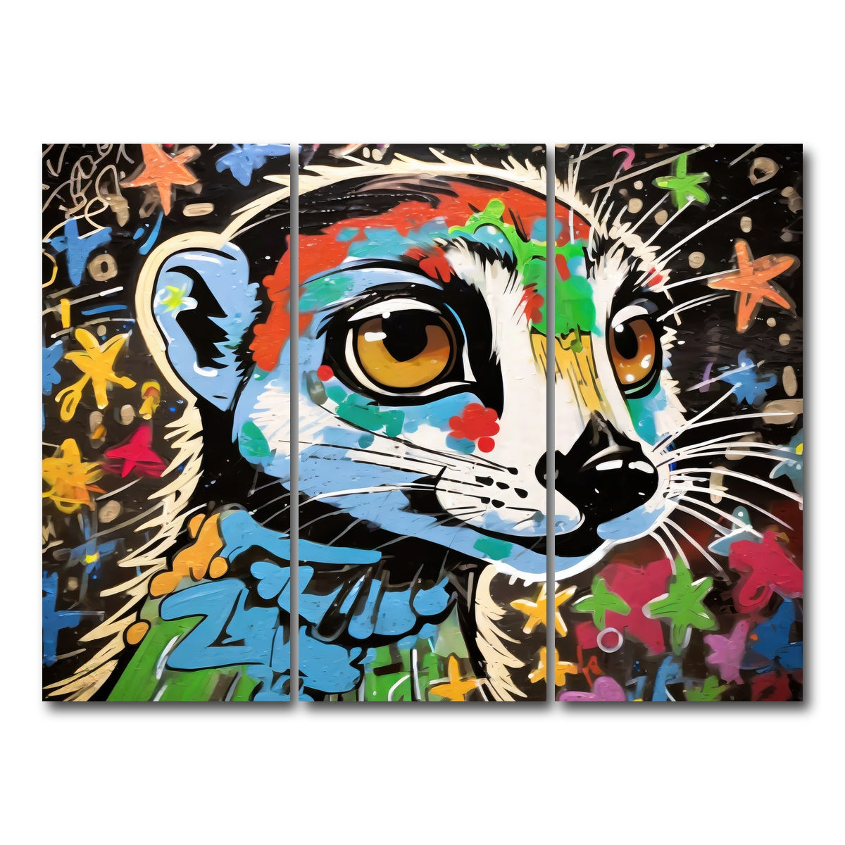 AUTO-MOCKUP WHITE | meerkat graffiti | 3 Piece | Gallery Wrap Canvas | group=8x18