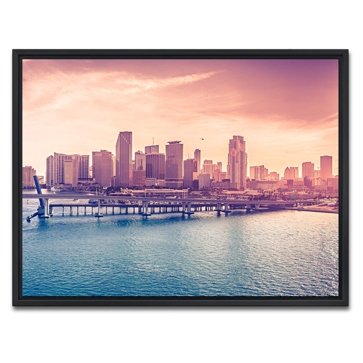 AUTO-MOCKUP WHITE | miami skyline | 1 Piece | Black Framed Canvas | group=4x3