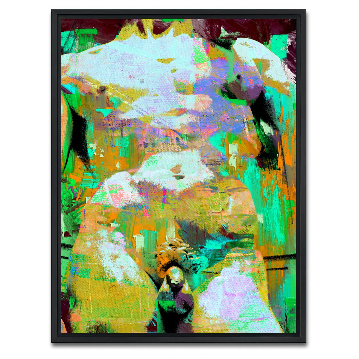 AUTO-MOCKUP WHITE | michelangelo david torso | 1 Piece | Black Framed Canvas | group=3x4