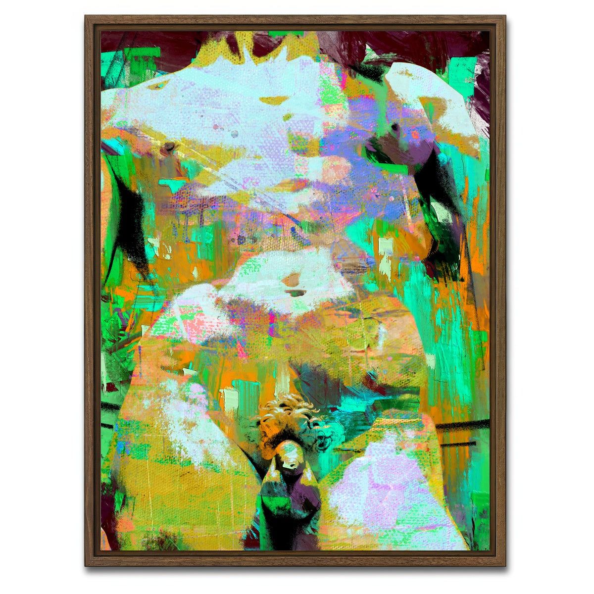 AUTO-MOCKUP WHITE | michelangelo david torso | 1 Piece | Walnut Framed Canvas | group=3x4