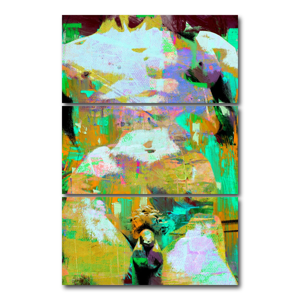 AUTO-MOCKUP WHITE | michelangelo david torso | 3 Piece | Gallery Wrap Canvas | group=12x24_stacked