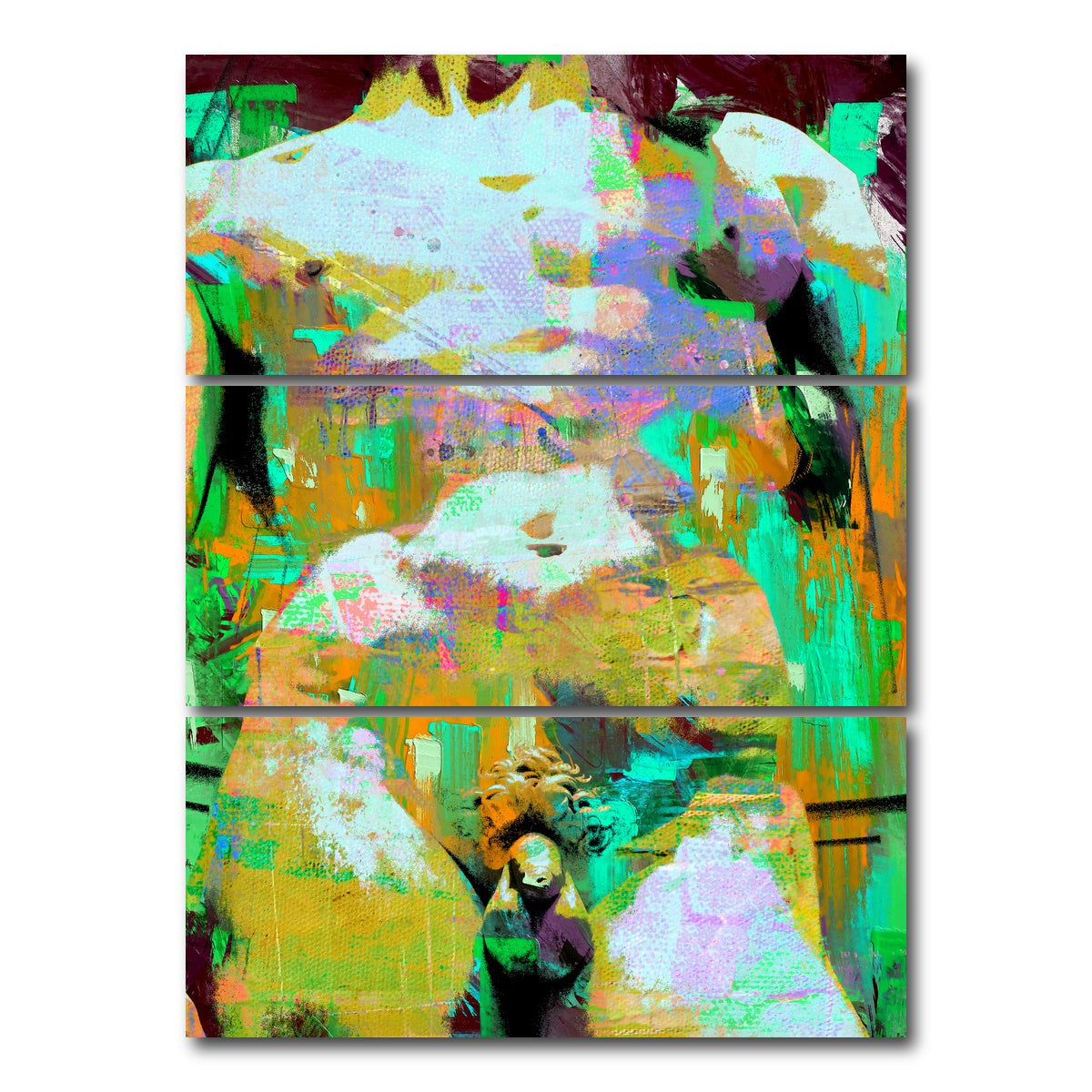 AUTO-MOCKUP WHITE | michelangelo david torso | 3 Piece | Gallery Wrap Canvas | group=8x18_stacked