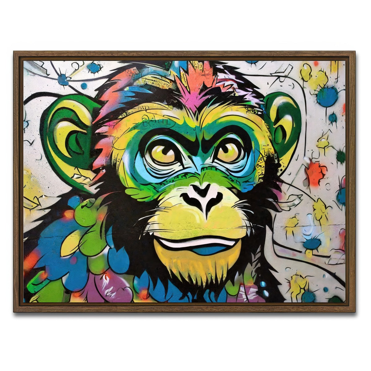 AUTO-MOCKUP WHITE | monkey graffiti | 1 Piece | Walnut Framed Canvas | group=4x3