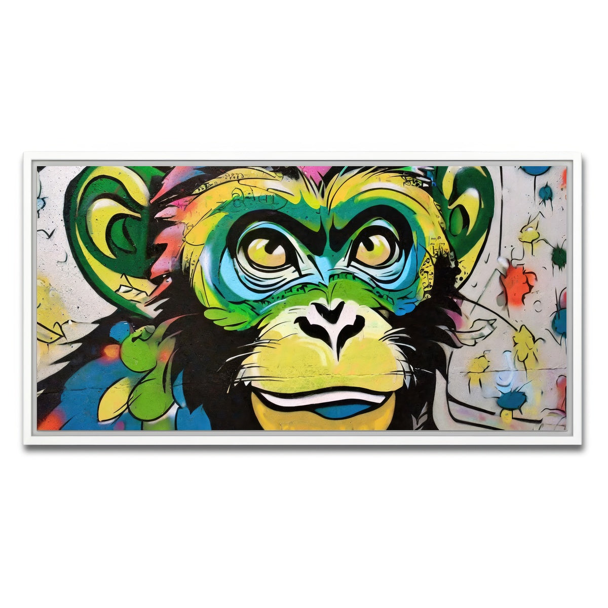 AUTO-MOCKUP WHITE | monkey graffiti | 1 Piece | White Framed Canvas | group=2x1