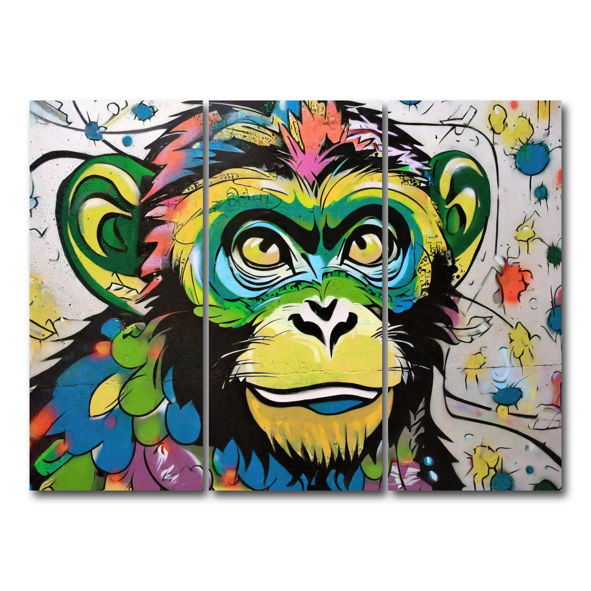 AUTO-MOCKUP WHITE | monkey graffiti | 3 Piece | Gallery Wrap Canvas | group=8x18