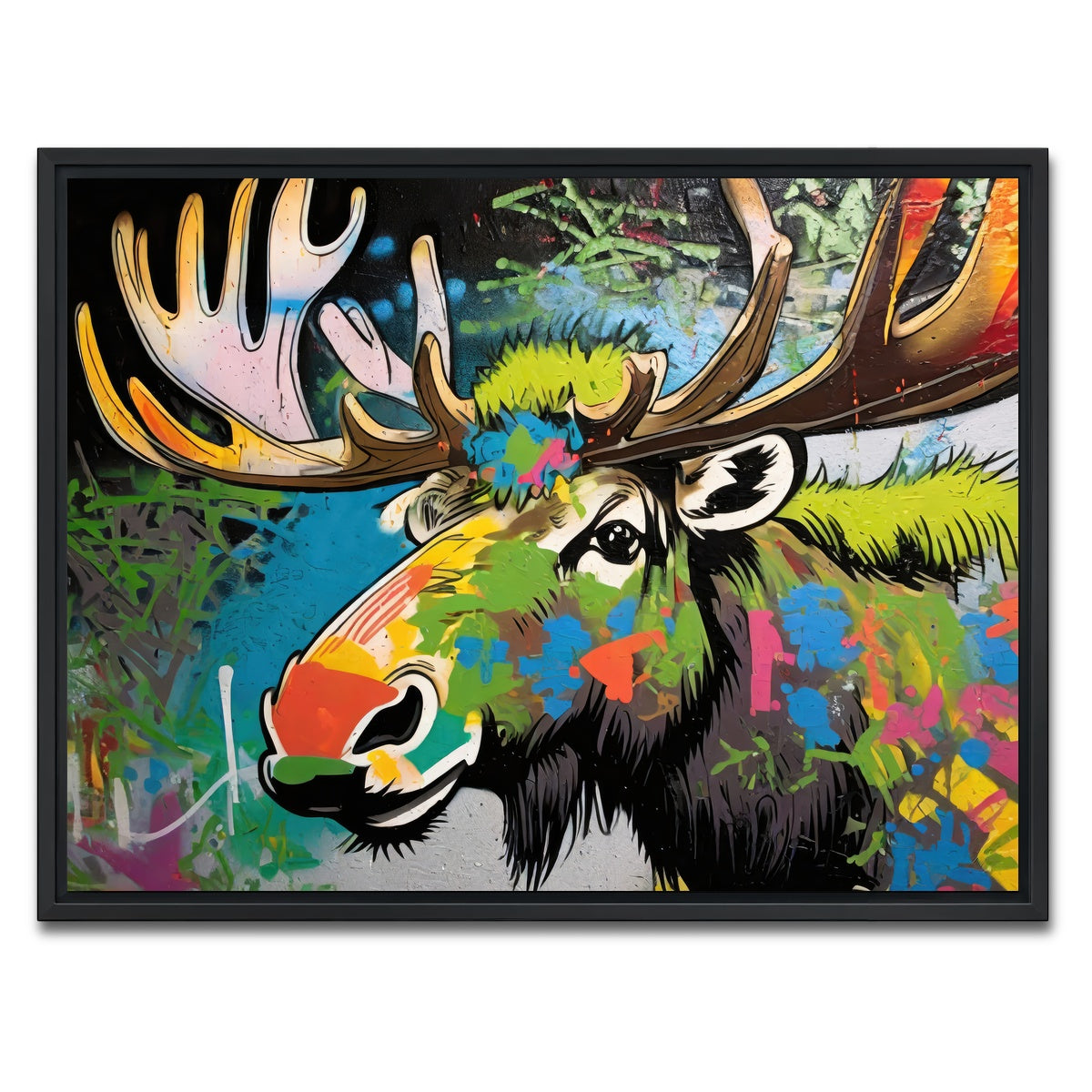 AUTO-MOCKUP WHITE | moose graffiti | 1 Piece | Black Framed Canvas | group=4x3
