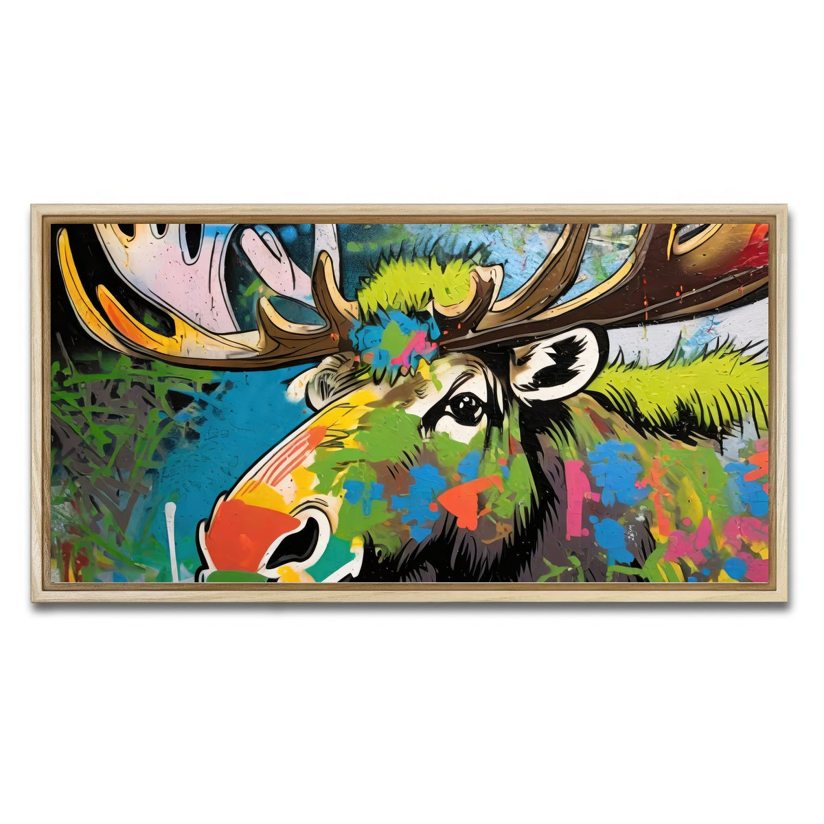 AUTO-MOCKUP WHITE | moose graffiti | 1 Piece | Natural Framed Canvas | group=2x1
