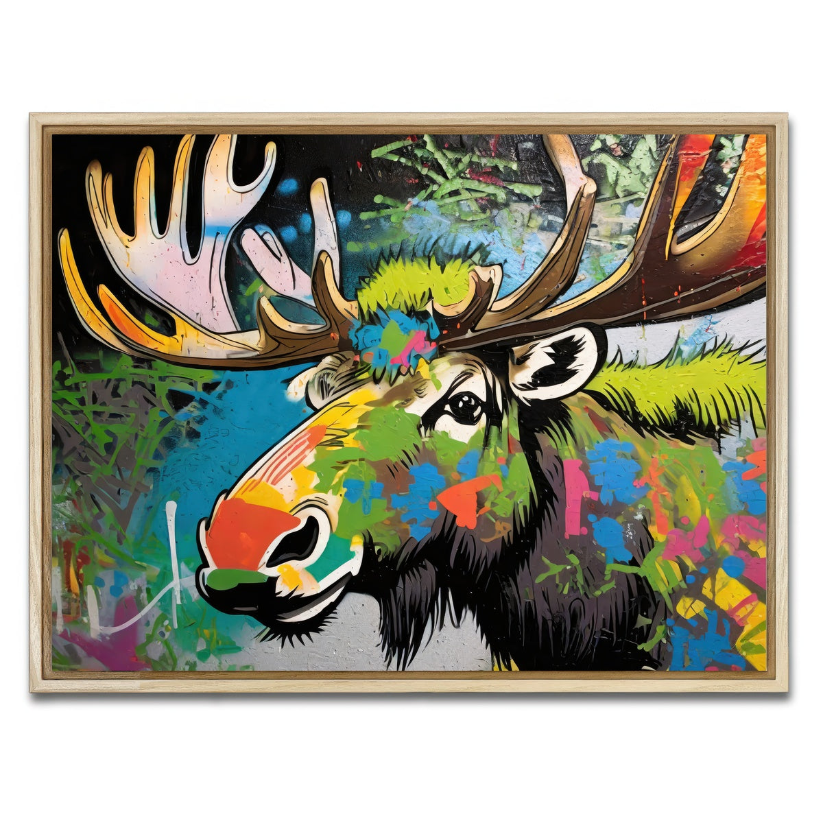 AUTO-MOCKUP WHITE | moose graffiti | 1 Piece | Natural Framed Canvas | group=4x3