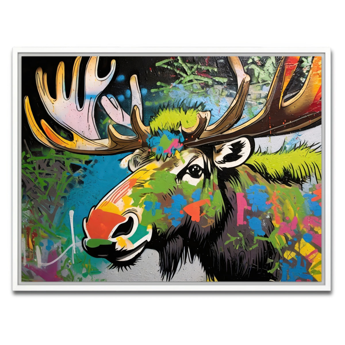 AUTO-MOCKUP WHITE | moose graffiti | 1 Piece | White Framed Canvas | group=4x3
