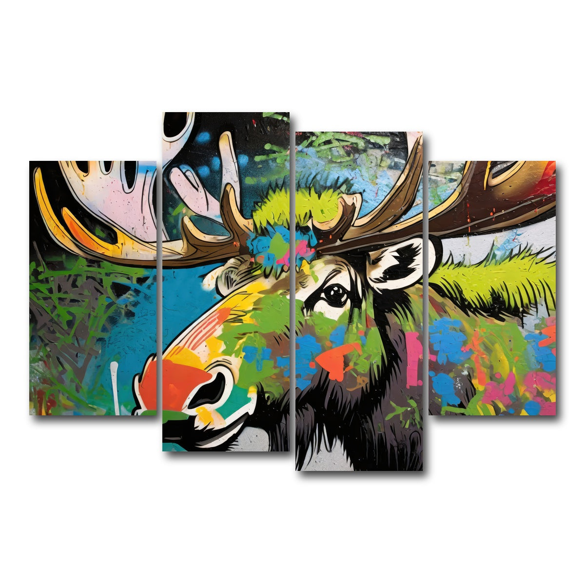 AUTO-MOCKUP WHITE | moose graffiti | 4 Piece | Gallery Wrap Canvas | group=4_short