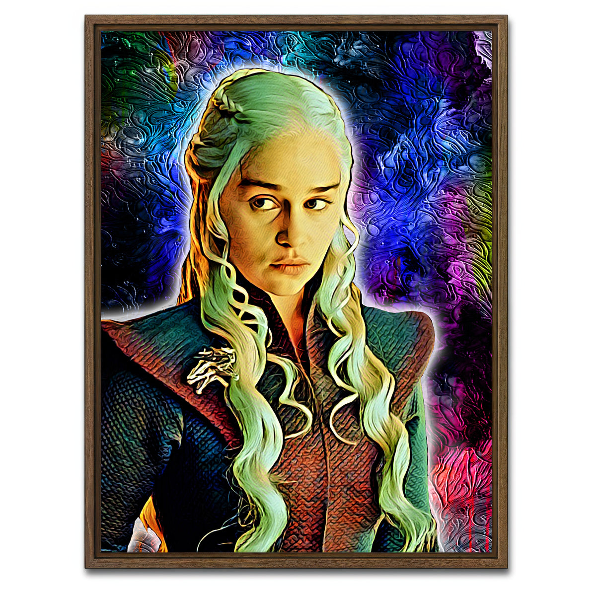 AUTO-MOCKUP WHITE | mother of dragons wall art | 1 Piece | Walnut Frame | group=3x4