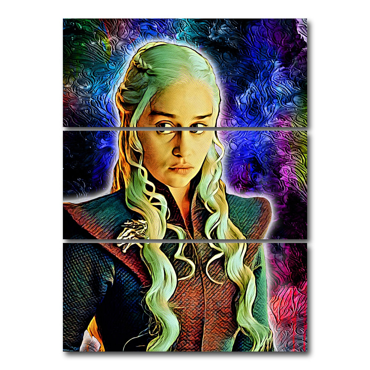 AUTO-MOCKUP WHITE | mother of dragons wall art | 3 Piece | Gallery Wrapped | group=8x18_stacked