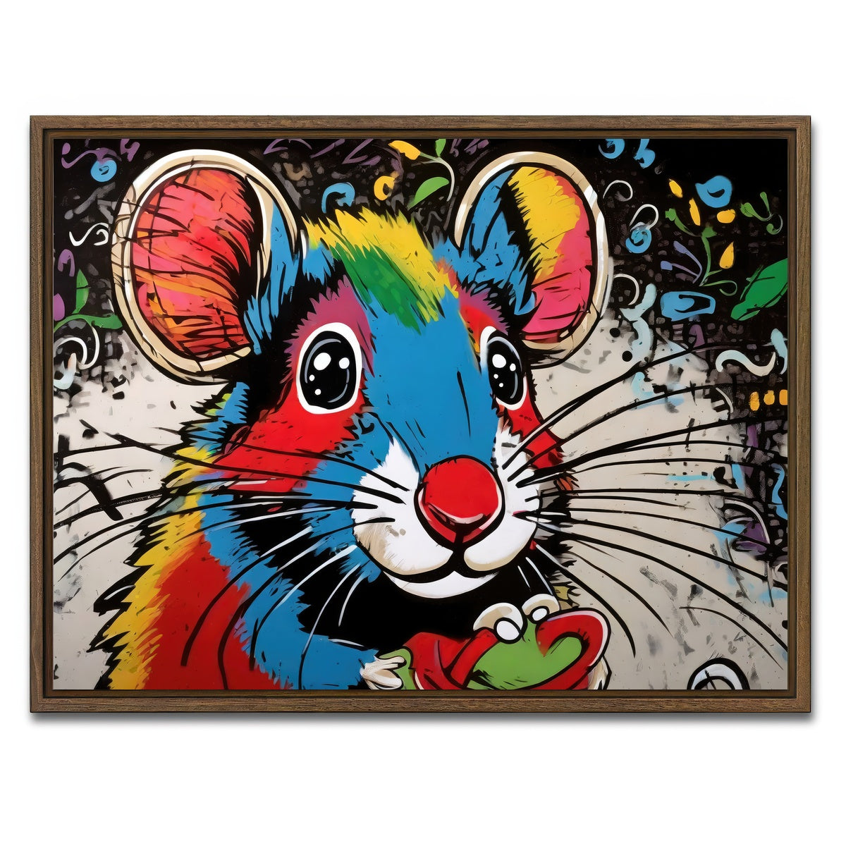 AUTO-MOCKUP WHITE | mouse graffiti | 1 Piece | Walnut Framed Canvas | group=4x3