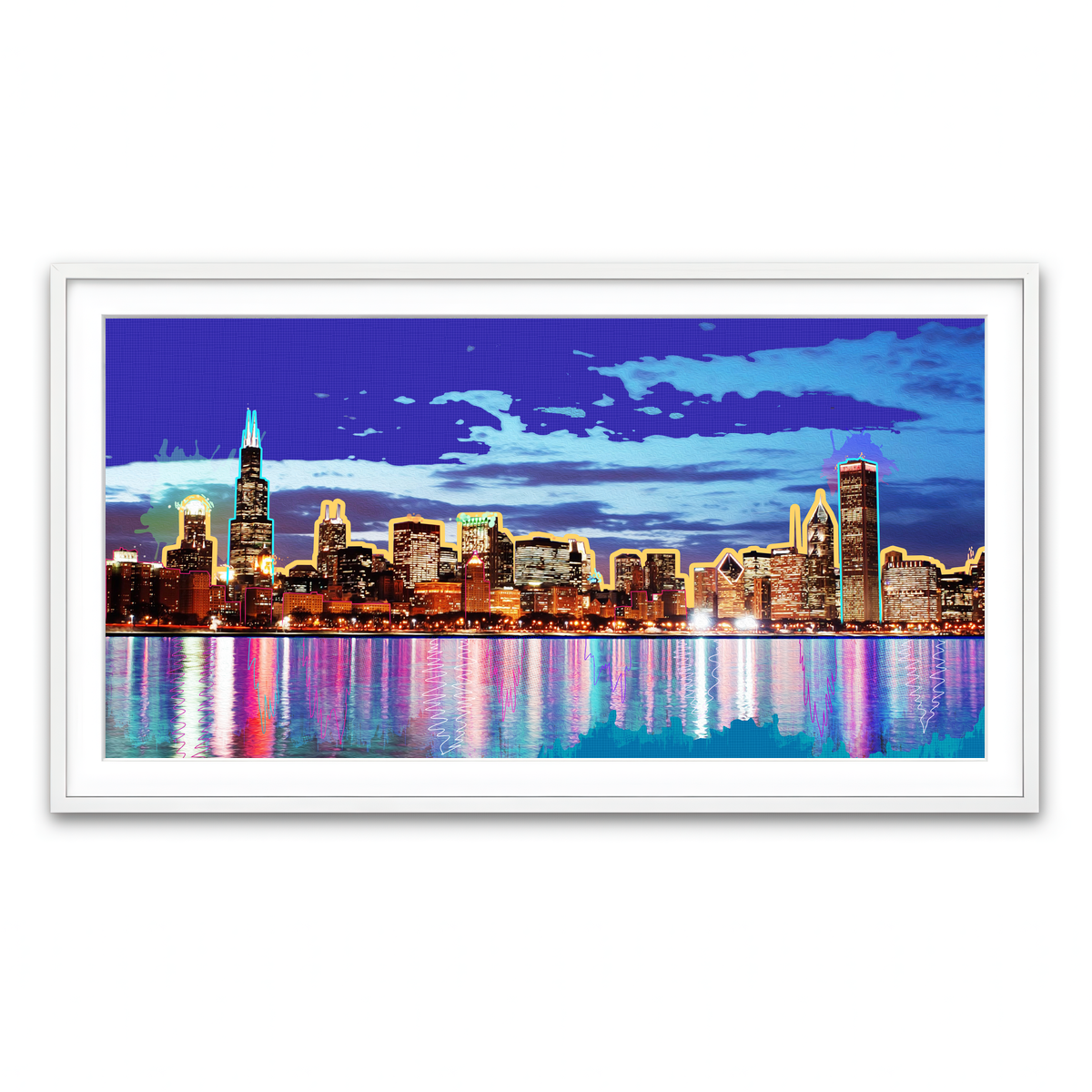Framed Print 2x1 White