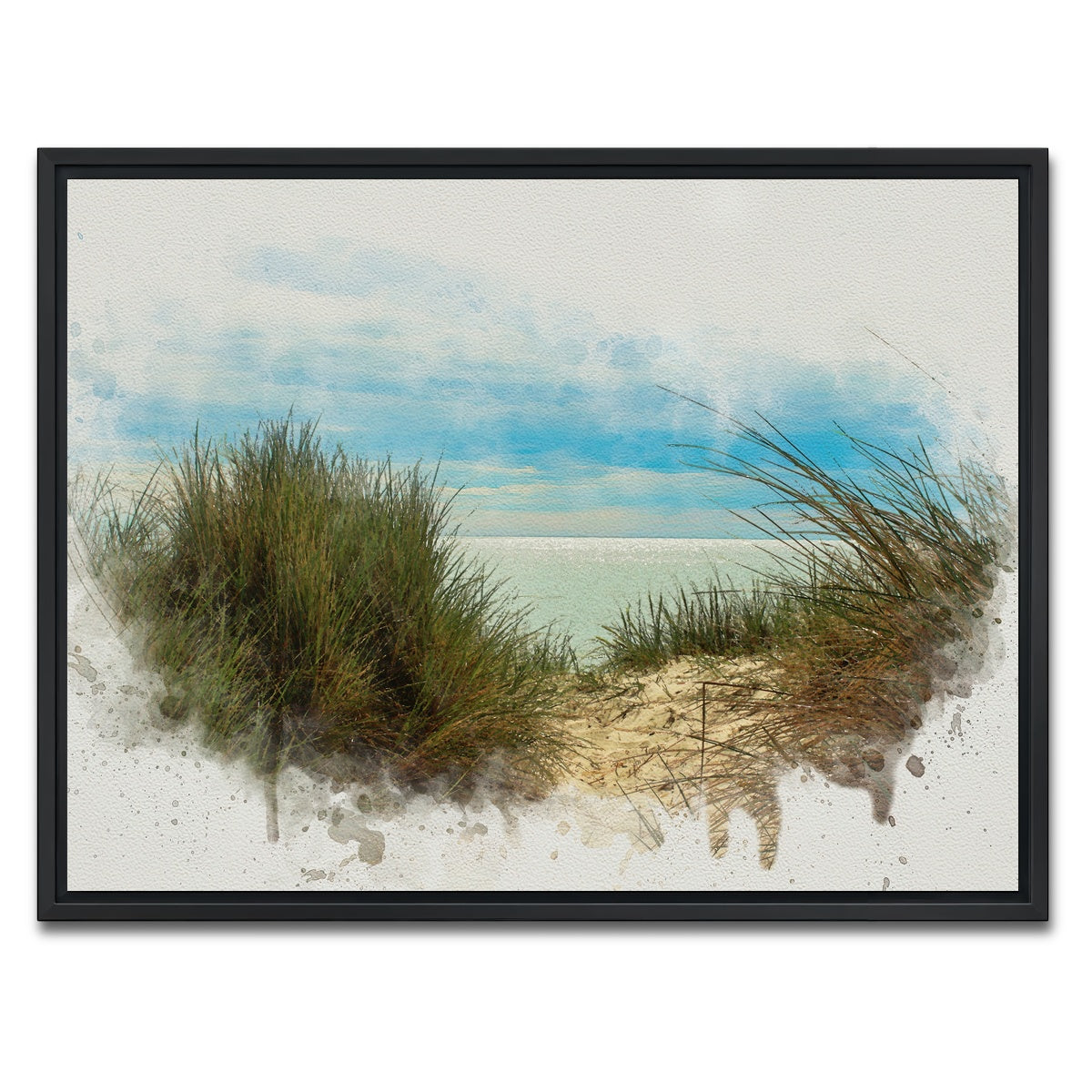 AUTO-MOCKUP WHITE | ocean view painting | 1 Piece | Black Framed Canvas | group=4x3