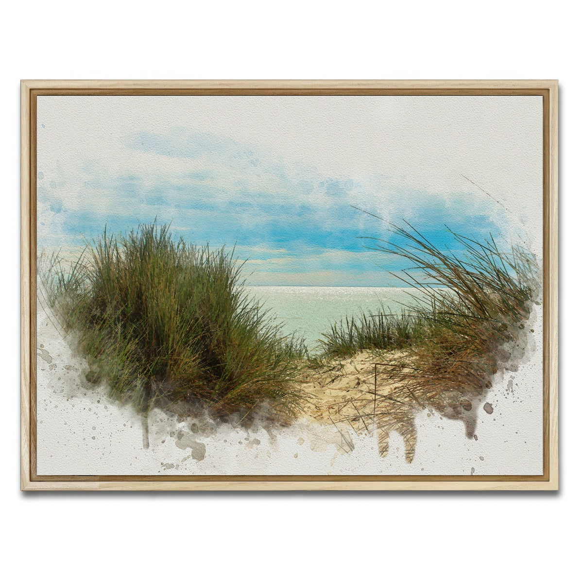 AUTO-MOCKUP WHITE | ocean view painting | 1 Piece | Natural Framed Canvas | group=4x3