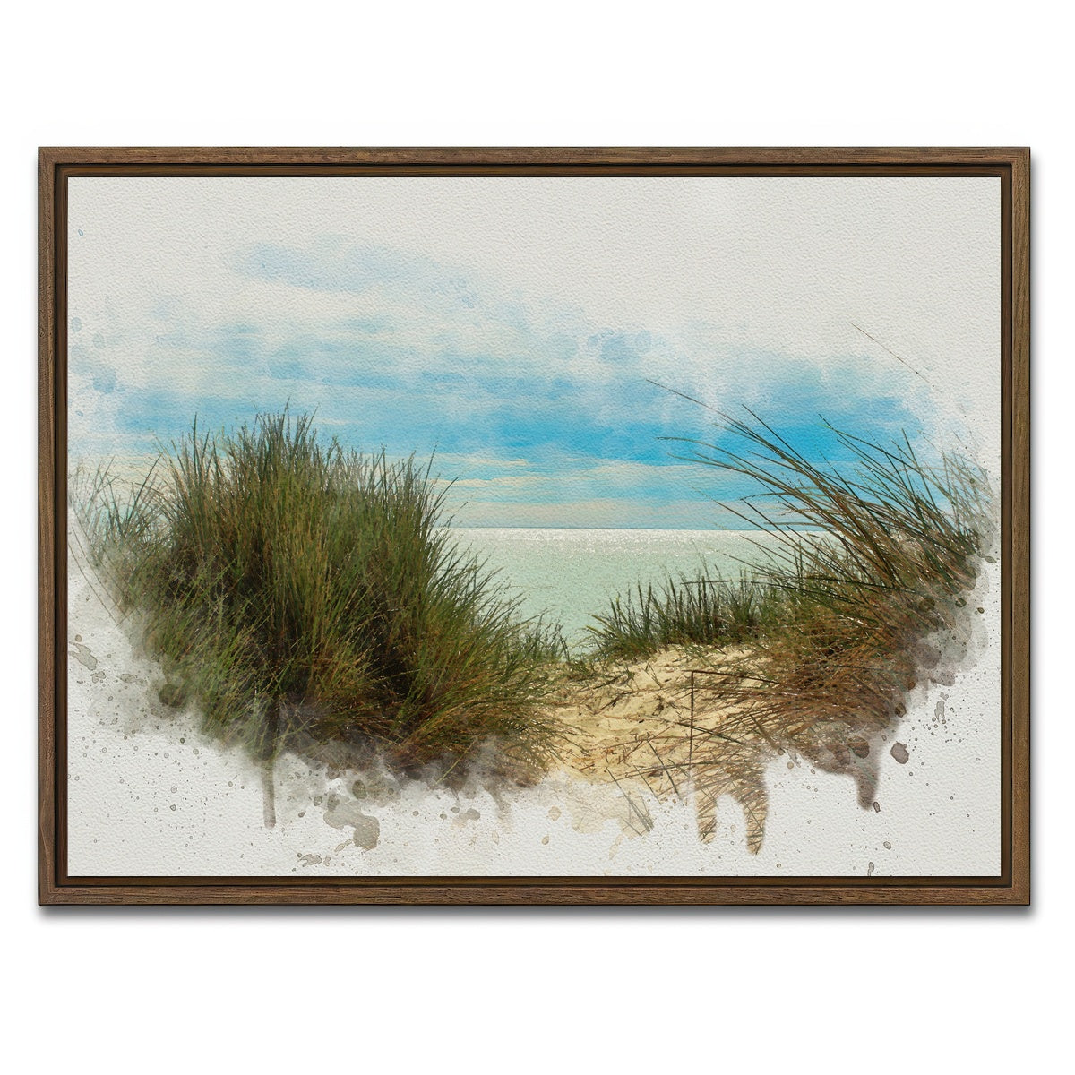 AUTO-MOCKUP WHITE | ocean view painting | 1 Piece | Walnut Framed Canvas | group=4x3