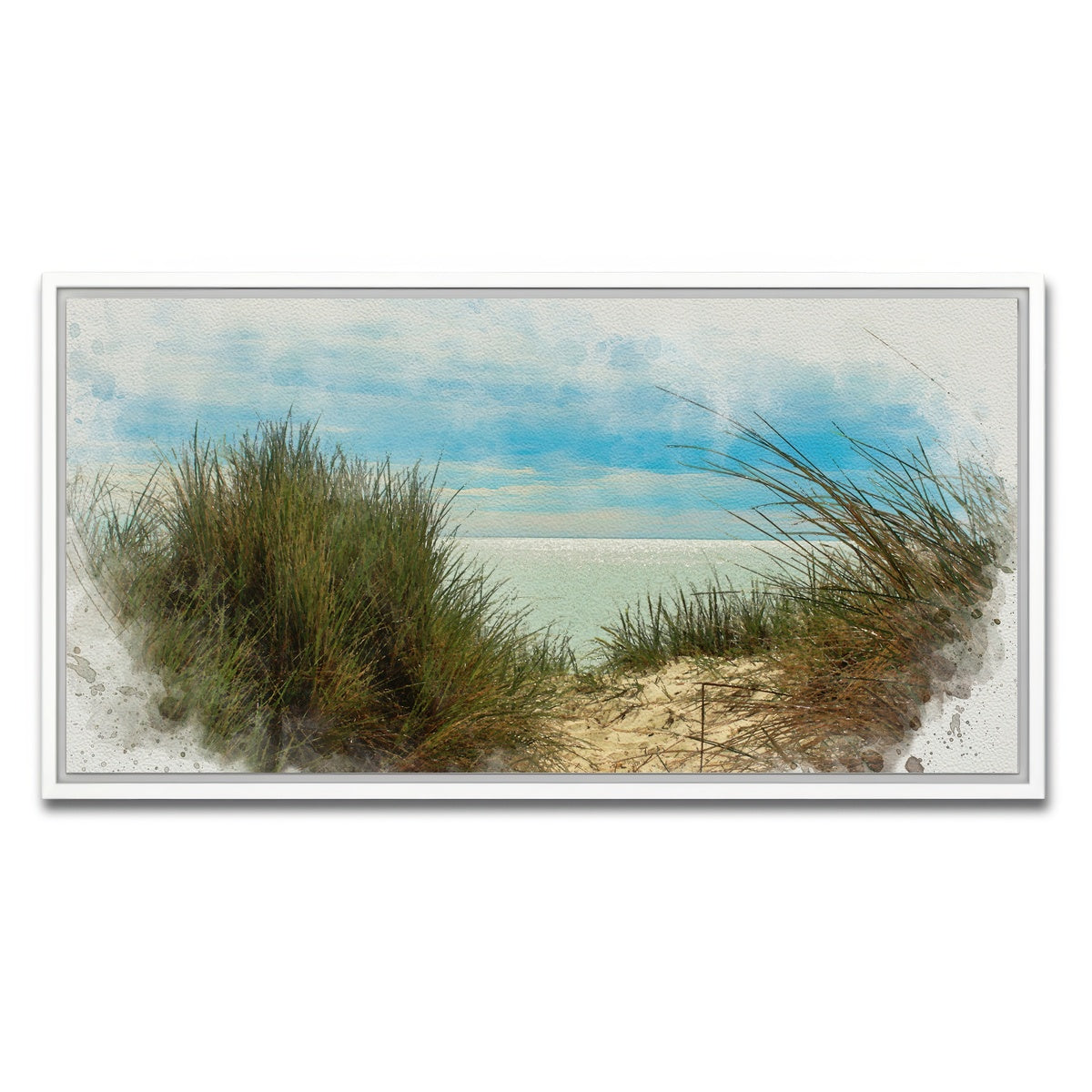 AUTO-MOCKUP WHITE | ocean view painting | 1 Piece | White Framed Canvas | group=2x1