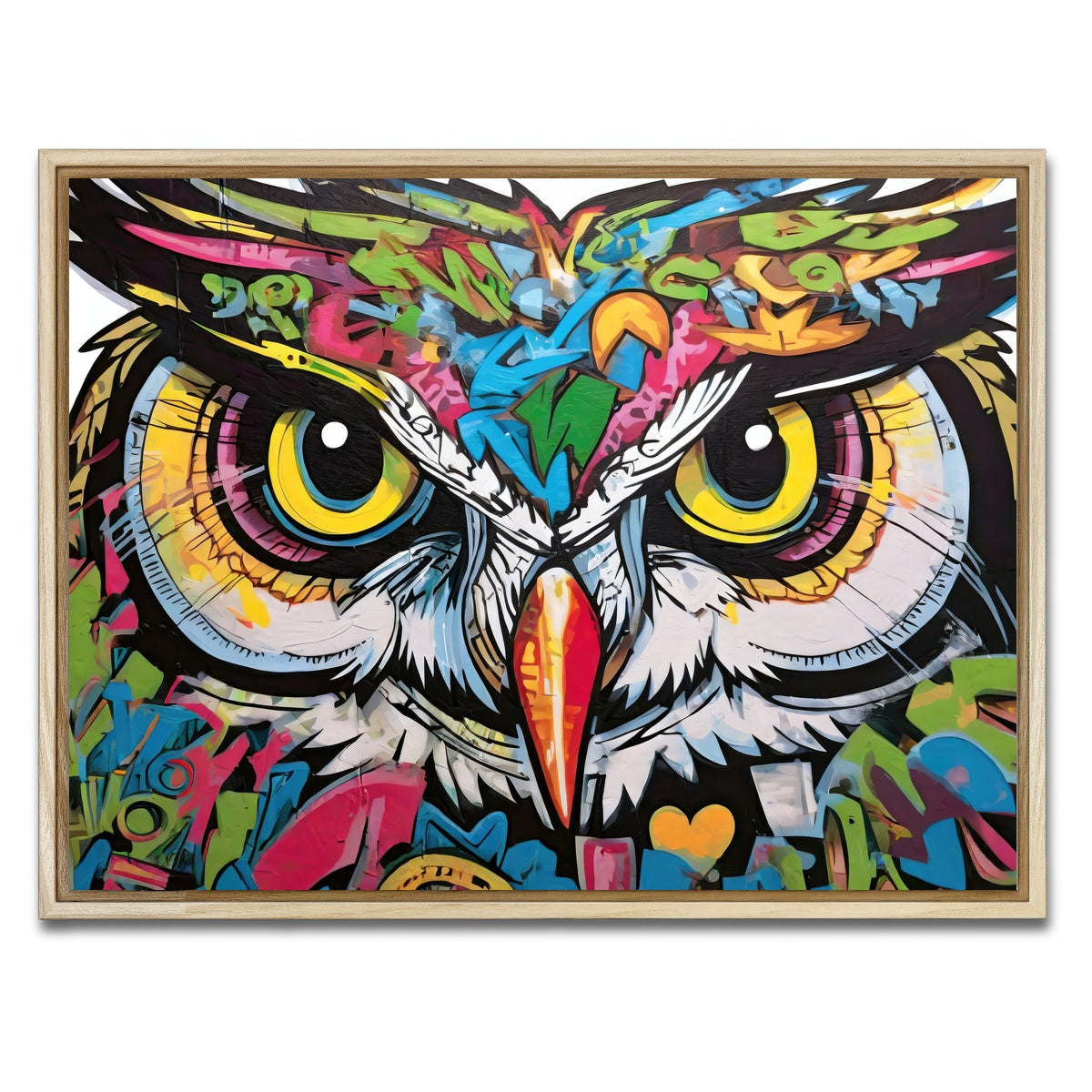 AUTO-MOCKUP WHITE | owl graffiti | 1 Piece | Natural Framed Canvas | group=4x3