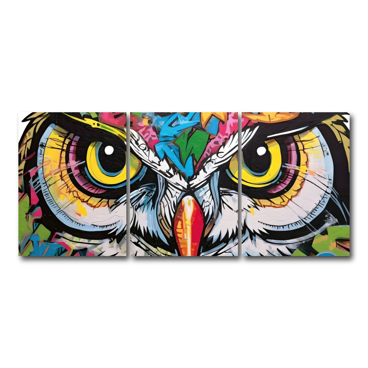 AUTO-MOCKUP WHITE | owl graffiti | 3 Piece | Gallery Wrap Canvas | group=18x24