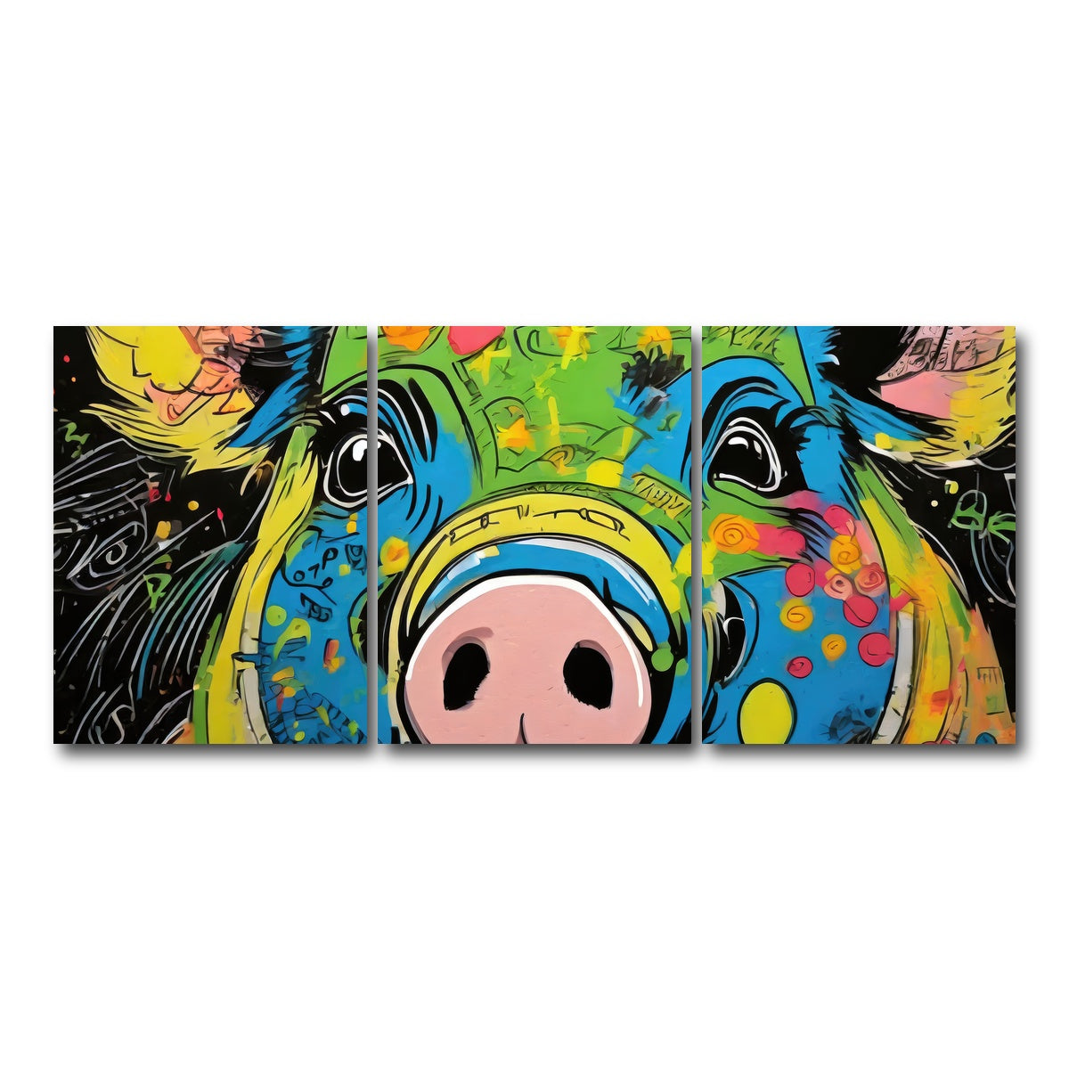 AUTO-MOCKUP WHITE | pig graffiti | 3 Piece | Gallery Wrap Canvas | group=18x24