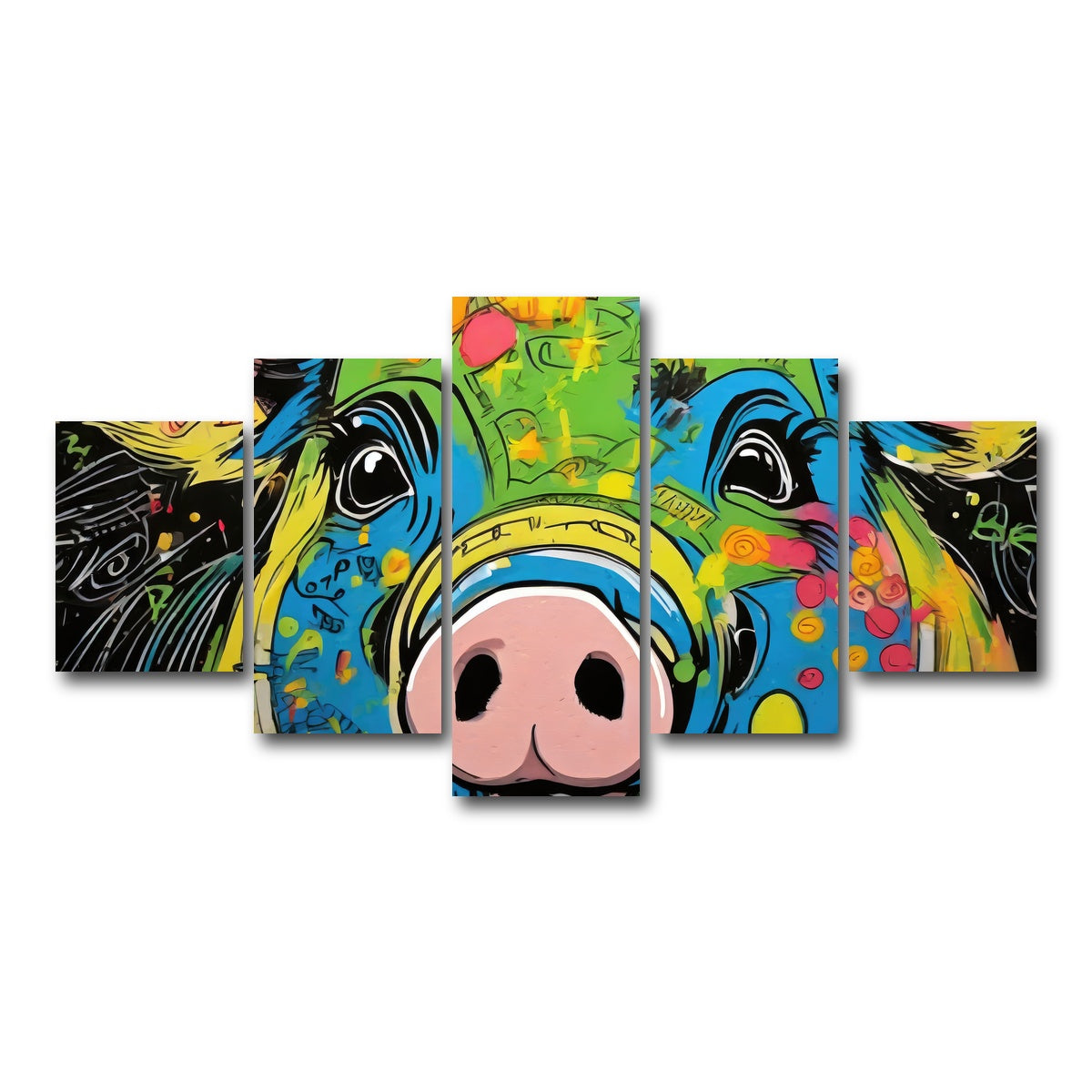 AUTO-MOCKUP WHITE | pig graffiti | 5 Piece | Gallery Wrap Canvas | group=5_short