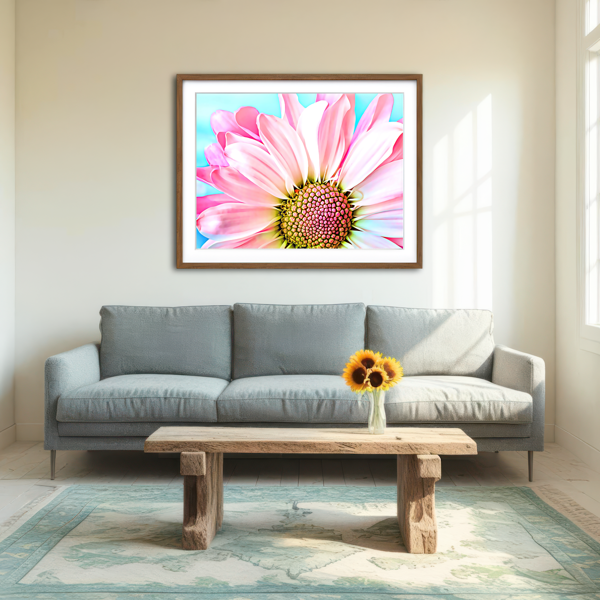 AUTO-MOCKUP ROOM | Pink Dahlia Wall Art