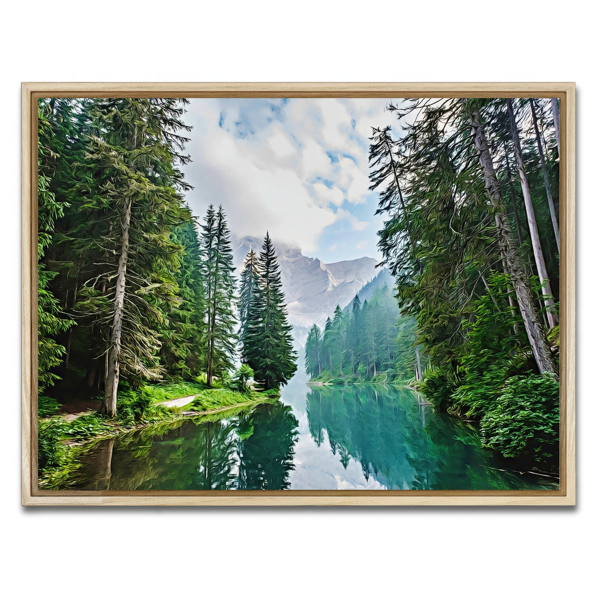 AUTO-MOCKUP WHITE | quiet mountain lake | 1 Piece | Natural Framed Canvas | group=4x3