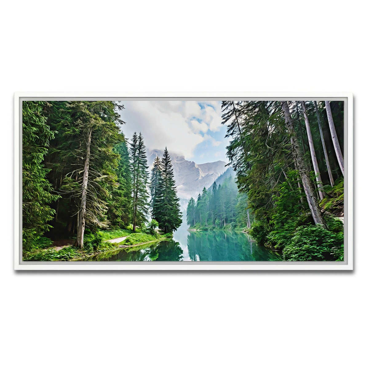 AUTO-MOCKUP WHITE | quiet mountain lake | 1 Piece | White Framed Canvas | group=2x1