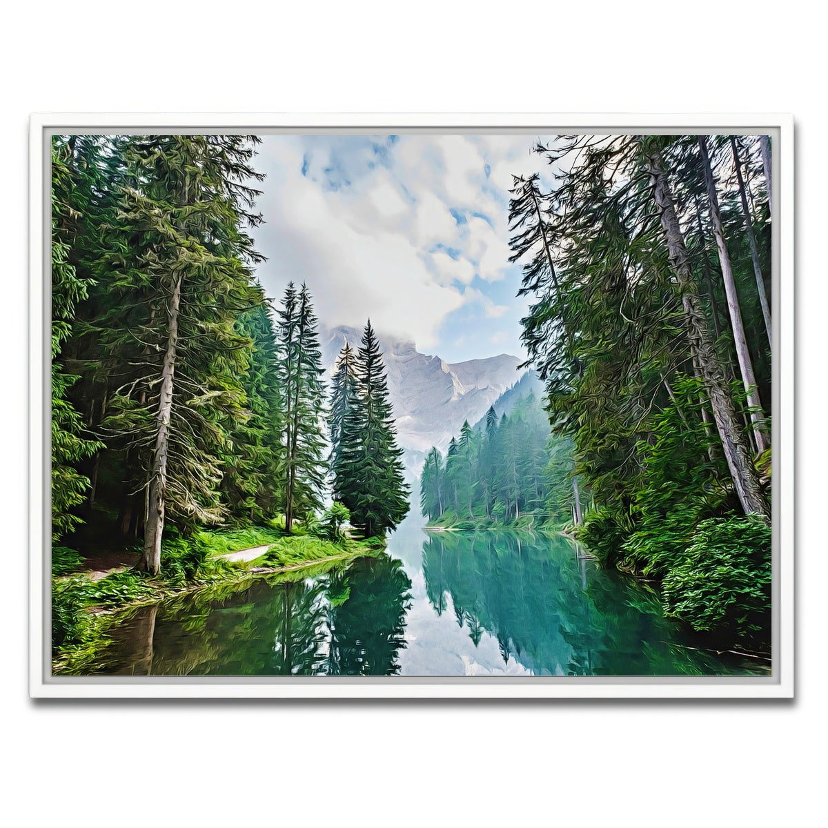 AUTO-MOCKUP WHITE | quiet mountain lake | 1 Piece | White Framed Canvas | group=4x3
