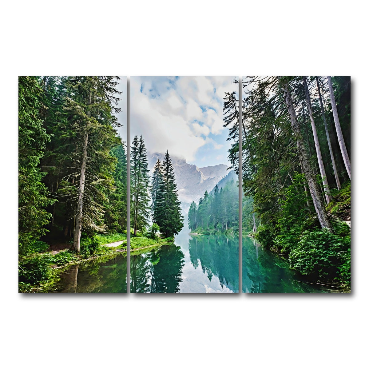 AUTO-MOCKUP WHITE | quiet mountain lake | 3 Piece | Gallery Wrap Canvas | group=12x24