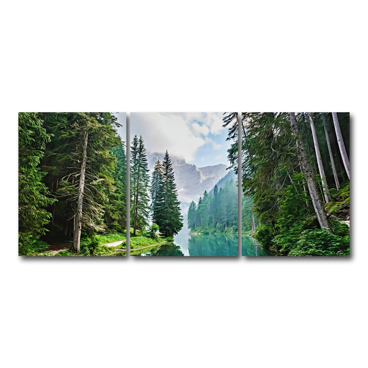 AUTO-MOCKUP WHITE | quiet mountain lake | 3 Piece | Gallery Wrap Canvas | group=18x24