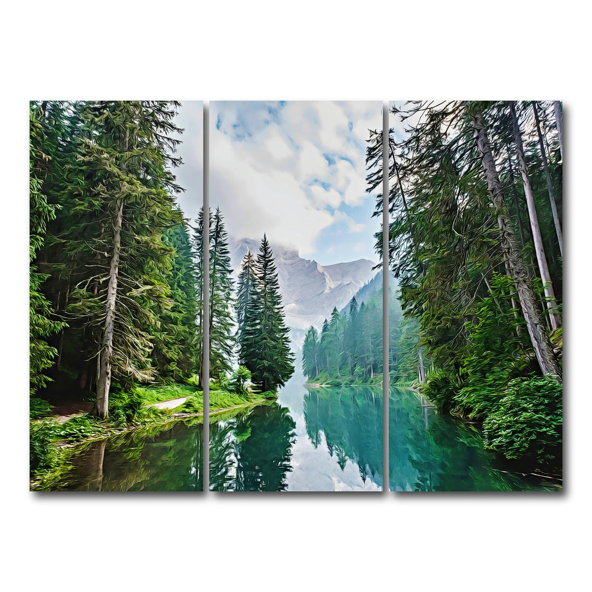 AUTO-MOCKUP WHITE | quiet mountain lake | 3 Piece | Gallery Wrap Canvas | group=8x18