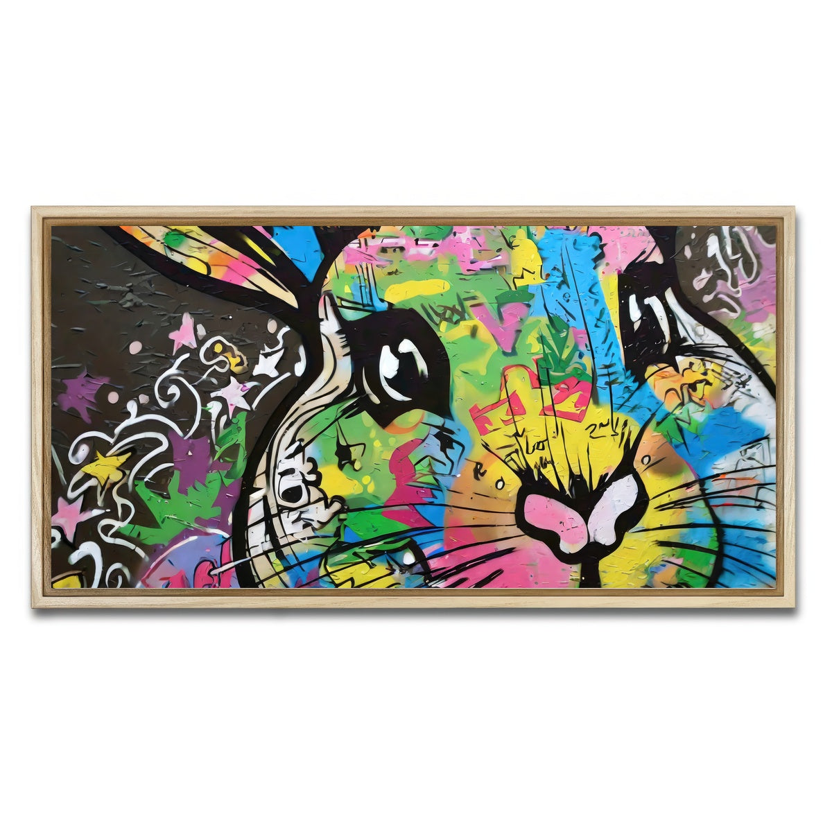 AUTO-MOCKUP WHITE | rabbit graffiti | 1 Piece | Natural Framed Canvas | group=2x1