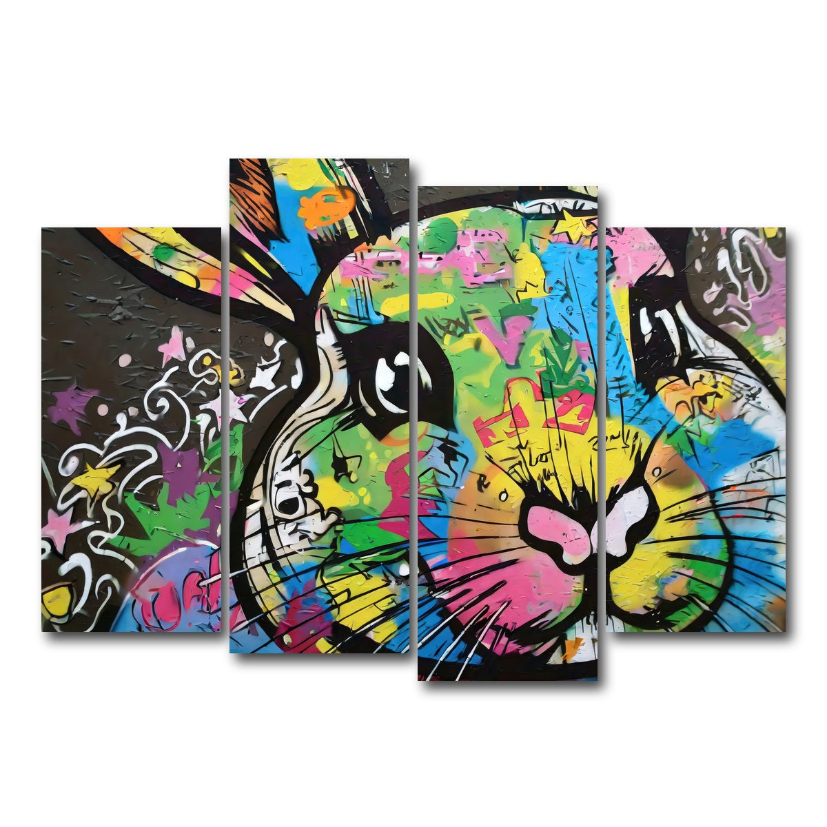 AUTO-MOCKUP WHITE | rabbit graffiti | 4 Piece | Gallery Wrap Canvas | group=4_normal