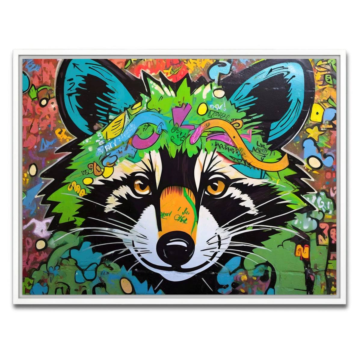 AUTO-MOCKUP WHITE | raccoon graffiti | 1 Piece | White Framed Canvas | group=4x3