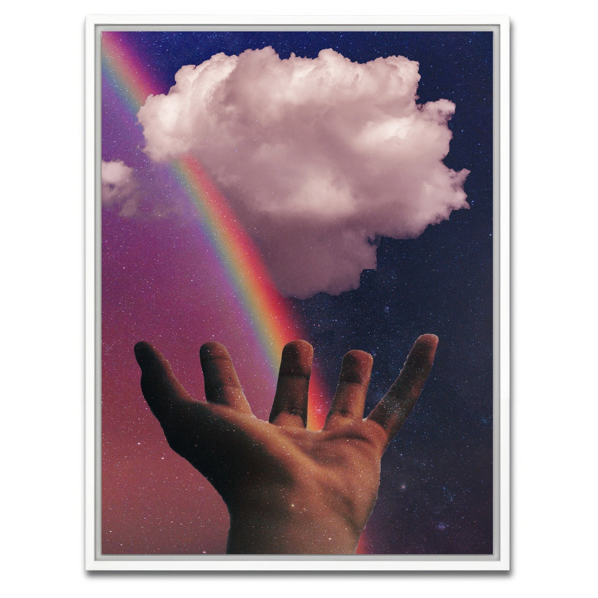 AUTO-MOCKUP WHITE | rainbow hand | 1 Piece | White Framed Canvas | group=3x4