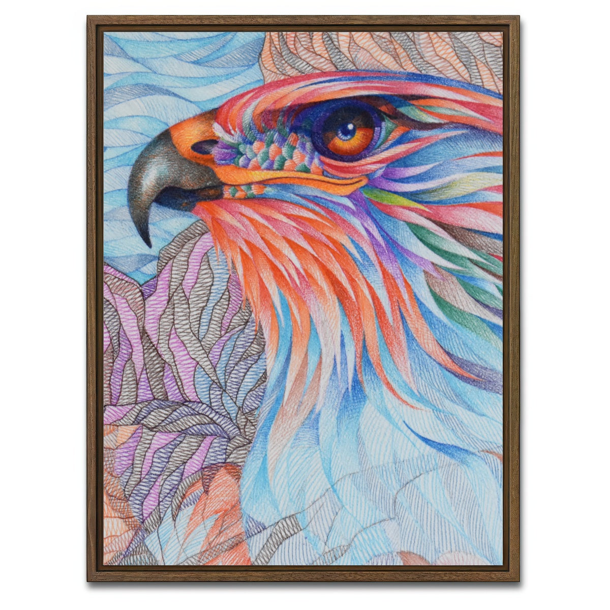 AUTO-MOCKUP WHITE | raptor awaiting | 1 Piece | Walnut Framed Canvas | group=3x4