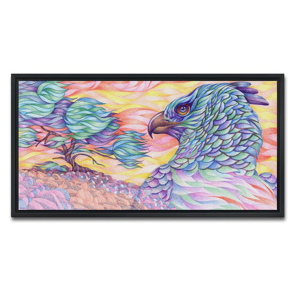 AUTO-MOCKUP WHITE | raptor's vigilance | 1 Piece | Black Framed Canvas | group=2x1