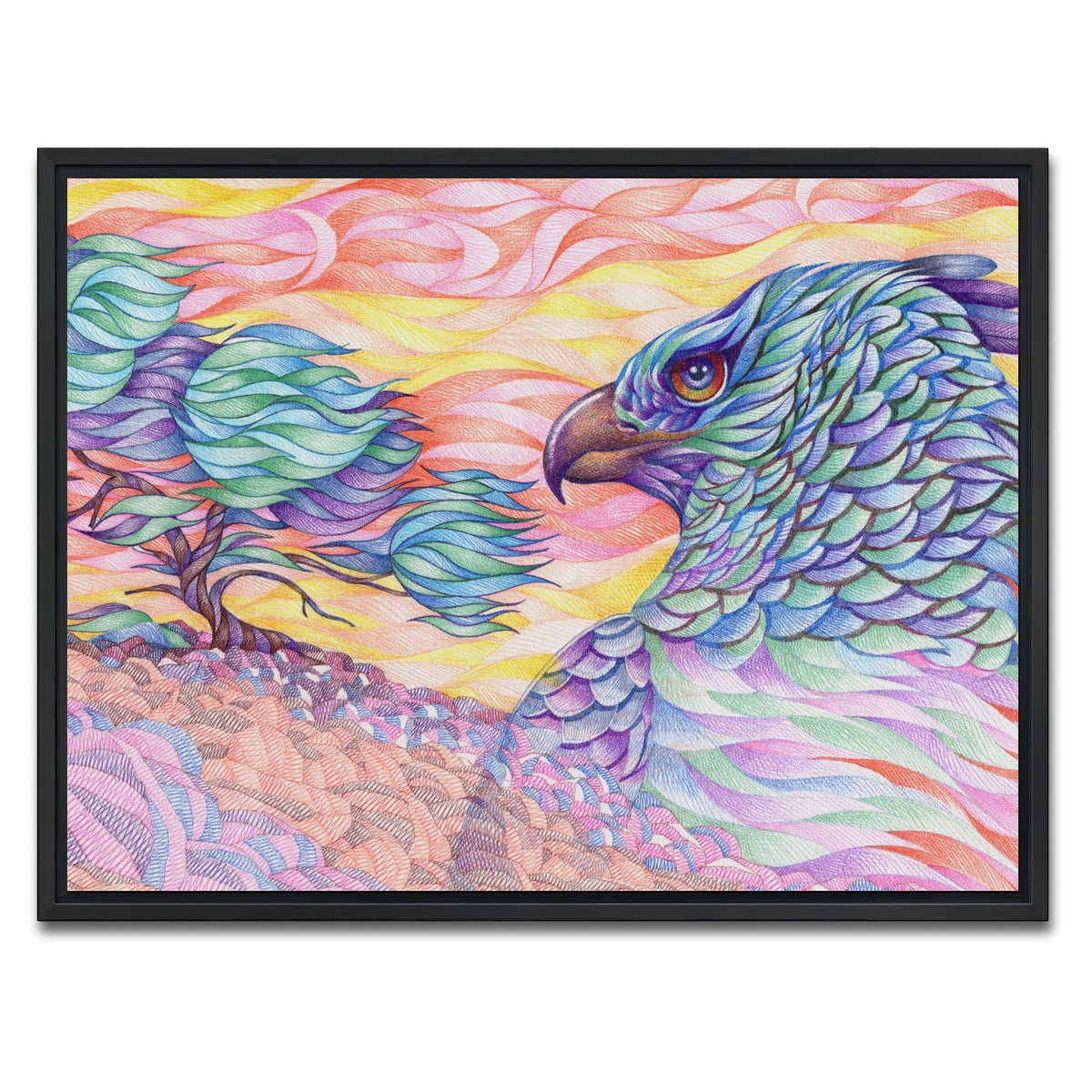 AUTO-MOCKUP WHITE | raptor's vigilance | 1 Piece | Black Framed Canvas | group=4x3